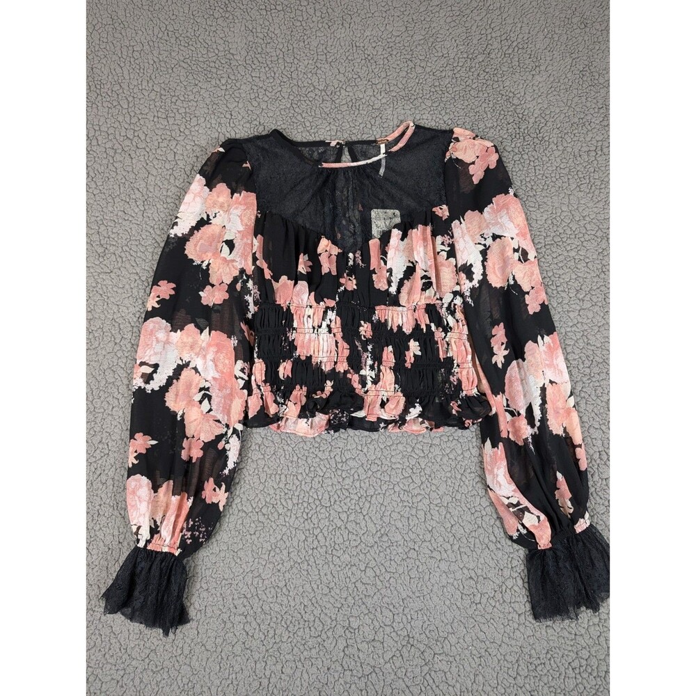 Free People Daphne Boho Blouse Top Size Small Midnight Combo NWT $128